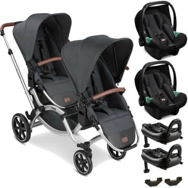 CARRINHO COM 2 BEBE CONFORTO 2 BASE ISOFIX ABC DESIGN ZOOM STORM