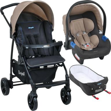 CARRINHO DE BEBê TRAVEL SYSTEM BURIGOTTO ECCO CINZA BEGE + NINHO