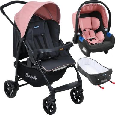 CARRINHO DE PASSEIO BEBê CONFORTO ECCO CINZA ROSA + NINHO - BURIGOTTO