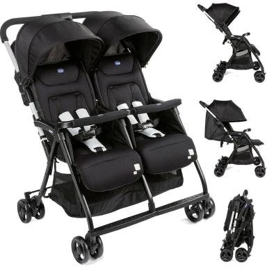 CARRINHO PARA GêMEOS COMPACTO CHICCO OHLALà TWIN BLACK NIGHT
