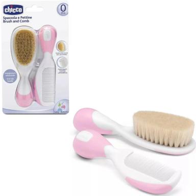 KIT PENTE E ESCOVA NATURAL PARA BEBÊ - ROSA - 0M+ - CHICCO