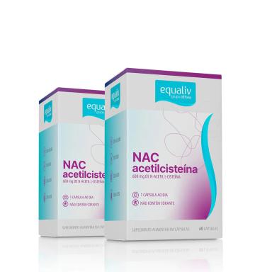 2 NAC N-ACETILCISTEINA 600MG - EQUALIV - 60 CAPS - KIT 2CXS