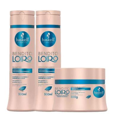 KIT BENDITO LOIRO KASKELL SHAMPOO,CONDICIONADOR E MáSCARA ANTIDANOS 300ML