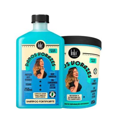 KIT REPARAçãO INTENSIVA SHAMPOO E MASCARA DANOS VORAZES LOLA COSMETICOS 450G
