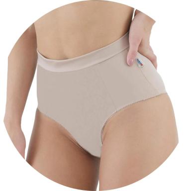 CALCINHA ALTA COM REFORÇO FRONTAL BEGE