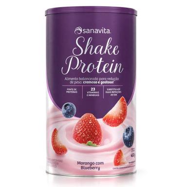 SHAKE PROTEIN MORANGO E BLUEBERRY 450G - SANAVITA