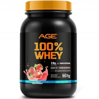 WHEY PROTEIN CONCENTRADO 100% PURE - (907G) - AGE OFICIAL Morango