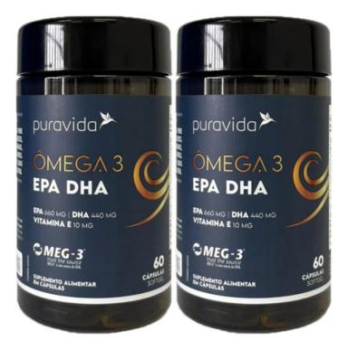 Ômega 3 Epa Dha Com Vitamina E 2 X 60 Cápsulas Puravida
