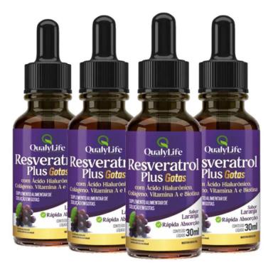 Resveratrol Plus Gotas Sabor Laranja 4 X 30ml Qualylife