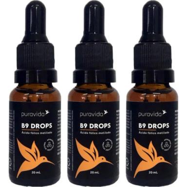 VITAMINA B9 ÁCIDO FóLICO GOTAS 3 X 20ML PURAVIDA