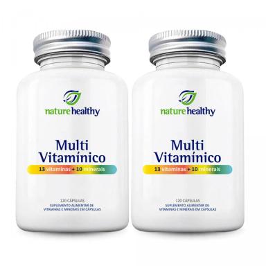 KIT C/ 2 - MULTIVITAMÍNICO 13 VITAMINAS + 10 MINERAIS NATURE HEALTHY