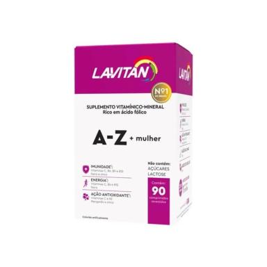 LAVITAN SUPLEMENTO VITAMíNICO-MINERAL A-Z MULHER 90 COMPRIMIDOS RICO EM ÁCIDO FóLICO