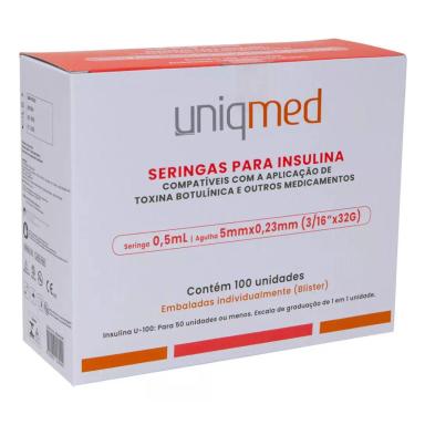 SERINGAS PARA TOXINA INSULINA UNIQMED 0,5MLX 5MM X 32G