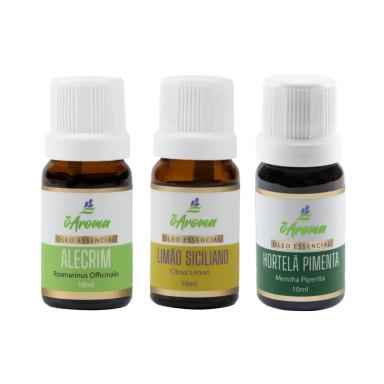KIT ÓLEO ESSENCIAL 100% PURO COGNIçãO E ENERGIA COM BRINDE