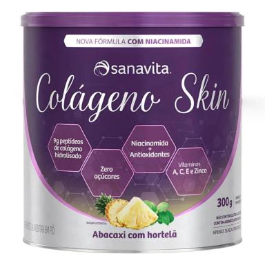 SUPLEMENTO EM Pó SANAVITA COLáGENO SKIN300G ABACAXI HORTELã