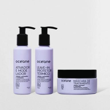 KIT LEAVE IN PROTETOR TéRMICO + ATIVADOR DE CACHOS + MáSCARA DE TRATAMENTO (3 PRODUTOS)
