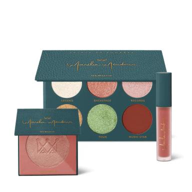 KIT BATOM LíQUIDO NUDE + PALETA DE SOMBRAS + BLUSH MARíLIA MENDONçA BY OCéANE (3 PRODUTOS)