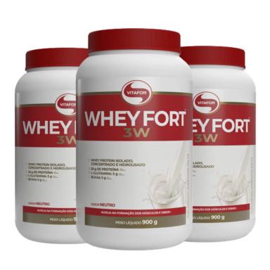 KIT 3X WHEY FORT 900G NEUTRO VITAFOR
