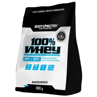100% WHEY - 900G REFIL MORANGO - BODY NUTRY