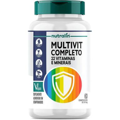 MULTIVIT COMPLETO 22 VITAMINAS E MINERAIS VEGANO - 60 COMPRIMIDOS - NUTRALIN