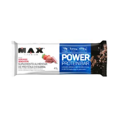 POWER PROTEIN BAR - 1 UNIDADE 41G MORANGO SENSATION - MAX TITANIUM