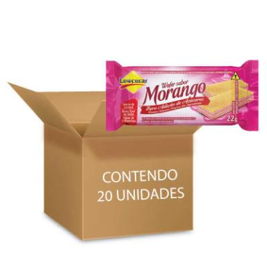 BISCOITO WAFER ZERO LACTOSE E AçúCAR MORANGO LOWçUCAR CONTENDO 20 UNIDADES DE 22G CADA