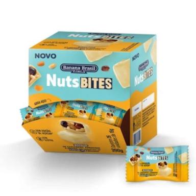 BOMBOM ZERO AçúCAR E GLúTEN NUTS BITES CHOCOLATE BRANCO BANANA BRASIL 26UN