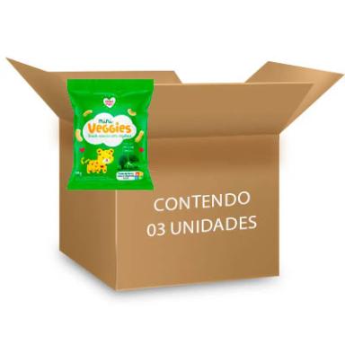 MINI VEGGIES SNACK ASSADO VEGETAIS ERVILHA E BRóCOLIS ZERO GLúTEN, NHAMI MAMI CONTENDO 3 PACOTES DE 18G CADA