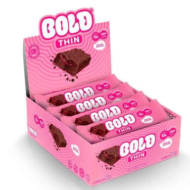 BOLD THIN BARRA DE PROTEíNA TRUFA DE MORANGO CONTENDO 12 UNIDADES DE 40G CADA