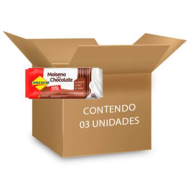 BISCOITO MAISENA CHOCOLATE ZERO LACTOSE, ZERO AçúCAR LOWçUCAR CONTENDO 3 PACOTES DE 140G CADA