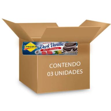 BISCOITO RECHEADO DARK VANILLA ZERO LACTOSE, ZERO AçúCAR LOWçUCAR CONTENDO 3 PACOTES DE 120G CADA