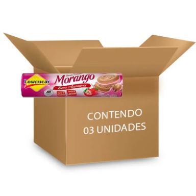 BISCOITO RECHEADO MORANGO ZERO LACTOSE, ZERO AçúCAR LOWçUCAR CONTENDO 3 PACOTES DE 120G CADA