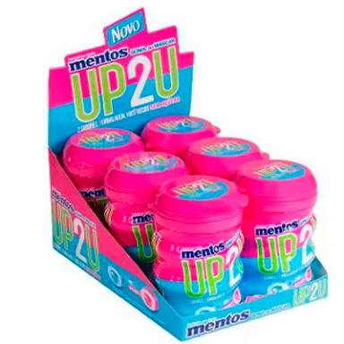 MENTOS POTE PURE FRUIT UP2U MENTA E TUTTI-FRUTTI CONTENDO 6 FRASCOS COM 28 UNIDADES CADA
