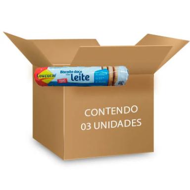 BISCOITO ZERO LACTOSE, ZERO AçúCAR LEITE LOWçUCAR CONTENDO 3 PACOTES DE 95G CADA