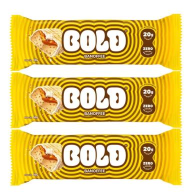 BOLD BARRA DE PROTEíNA BANOFFEE CONTENDO 3 UNIDADES DE 60G CADA