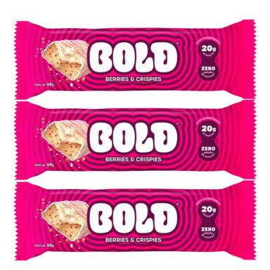 BOLD BARRA DE PROTEíNA BERRIES &amp;amp;AMP; CRISPIES CONTENDO 3 UNIDADES DE 60G CADA