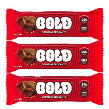 BOLD BARRA DE PROTEíNA BOMBOM CROCANTE CONTENDO 3 UNIDADES DE 60G CADA