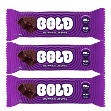 BOLD BARRA DE PROTEíNA BROWNIE &amp;amp;AMP; CRISPIES CONTENDO 3 UNIDADES DE 60G CADA