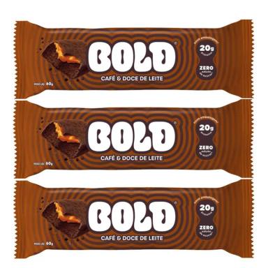 BOLD BARRA DE PROTEíNA CAFé E DOCE DE LEITE CONTENDO 3 UNIDADES DE 60G CADA