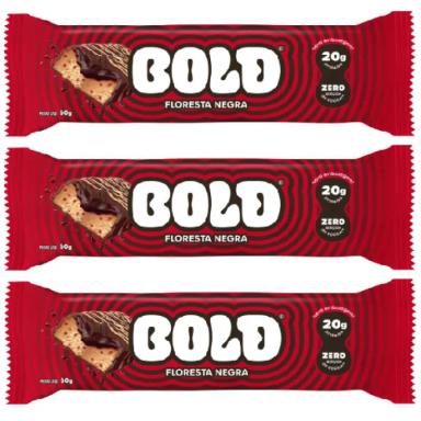 BOLD BARRA DE PROTEíNA FLORESTA NEGRA CONTENDO 3 UNIDADES DE 60G CADA