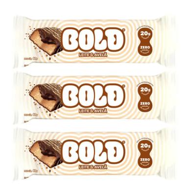 BOLD BARRA DE PROTEíNA LEITE &amp;amp;AMP; AVELã CONTENDO 3 UNIDADES DE 60G CADA