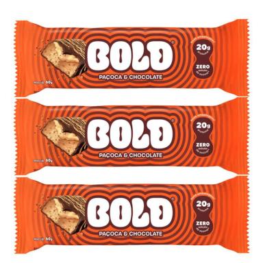 BOLD BARRA DE PROTEíNA PAçOCA &amp;amp;AMP; CHOCOLATE CONTENDO 3 UNIDADES DE 60G CADA