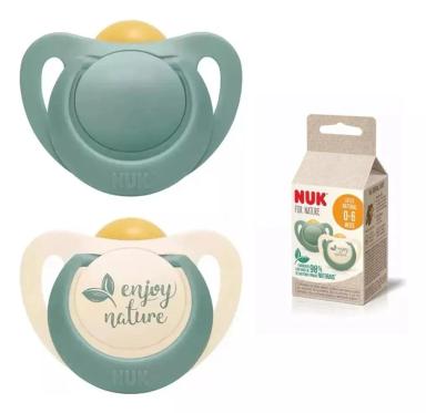 KIT 2 CHUPETAS BEBE FOR NATURE LATEX DE 6 A 18 MESES - NUK COR VERDE