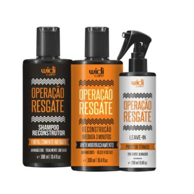 WIDI KIT OPERAçãO RESGATE SHAMPOO RECONSTRUTOR 300ML, RECONSTRUçãO 300ML, LEAVE IN 200ML (3 PRODUTOS)