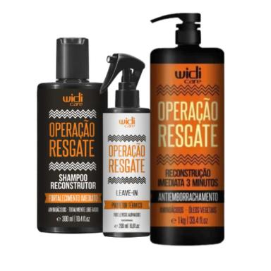 WIDI KIT OPERAçãO RESGATE SHAMPOO RECONSTRUTOR 300ML, LEAVE IN 200ML, RECONSTRUçãO 1KG (3 PRODUTOS)