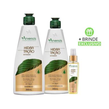 KIT ARVENSIS HIDRATAçãO INTENSIVA SHAMPOO 300ML, CONDICIONADOR 300ML, ÓLEO DE ARGAN 60 ML + BRINDE (3 PRODUTOS)