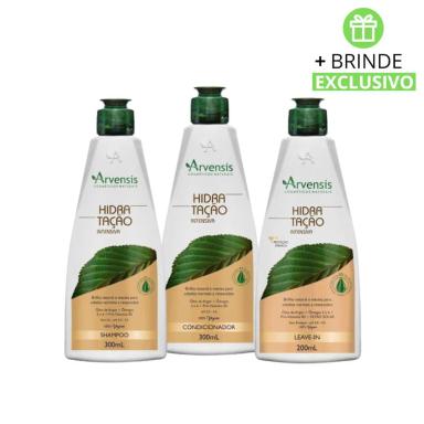 KIT ARVENSIS HIDRATAçãO INTENSIVA SHAMPOO 300ML, CONDICIONADOR 300ML, LEAVE-IN 200ML + BRINDE (3 PRODUTOS)