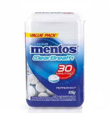 MENTOS CLEARBREATH POTãO PEPPERMINT 105G