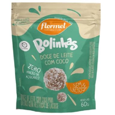 BOLINHAS DOCE DE LEITE COM COCO ZERO AçúCAR, ZERO LACTOSE FLORMEL 60G