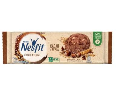 COOKIES INTEGRAIS NESFIT CACAU E AVELã NESTLé 60G - 3 PACOTES DE 20G CADA